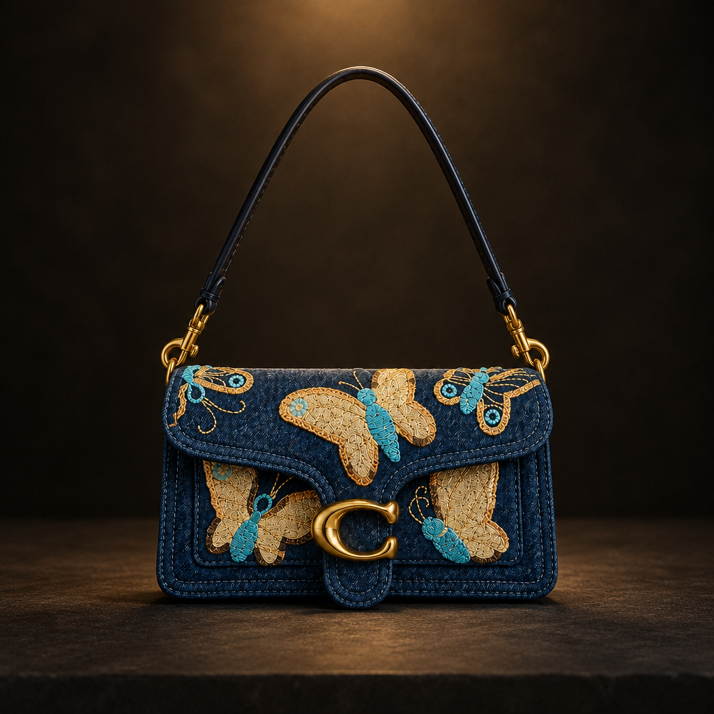 Coach Embroidered Denim Butterfly