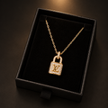 LV Lock Pavé Crystal Gold Necklace