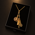 LV Monogram Charm Tassel Gold Necklace