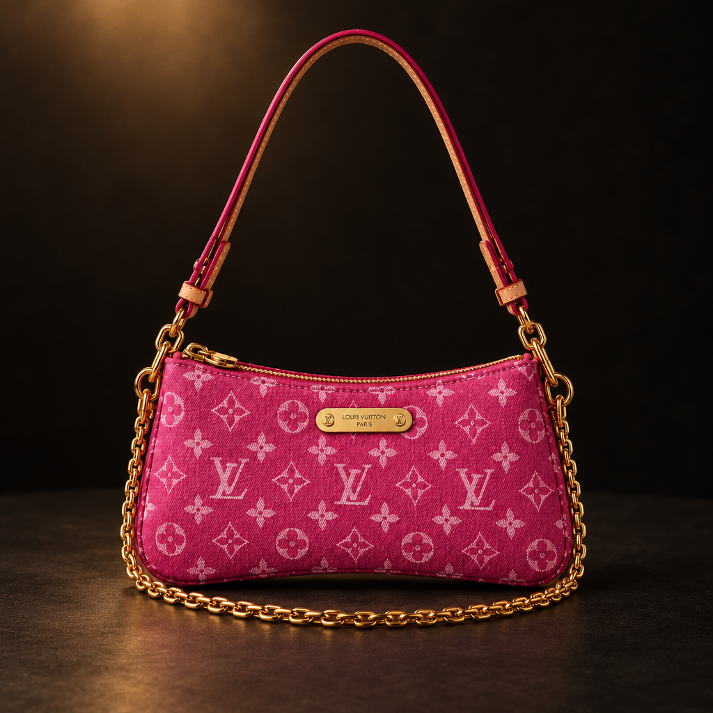 LV Monogram Denim Pochette Hot Pink