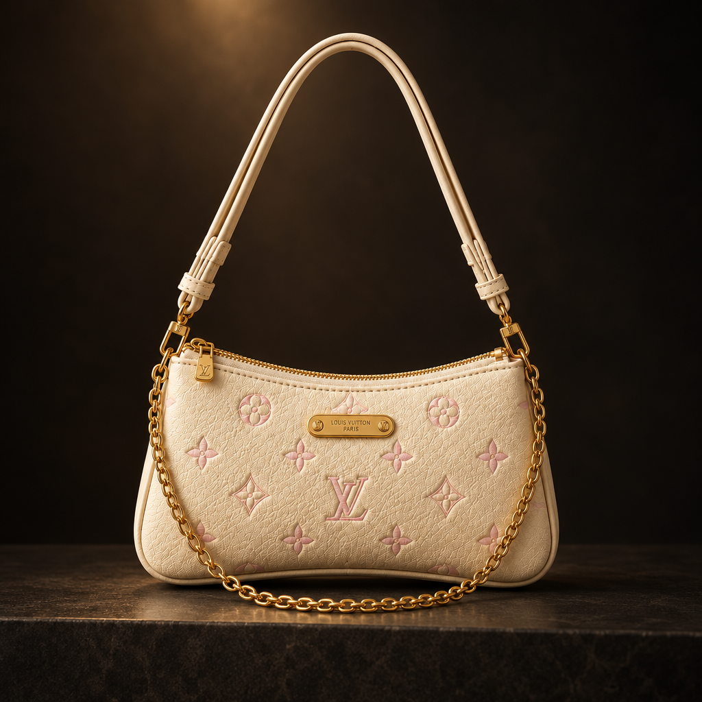 LV Monogram Embossed Pochette Cream